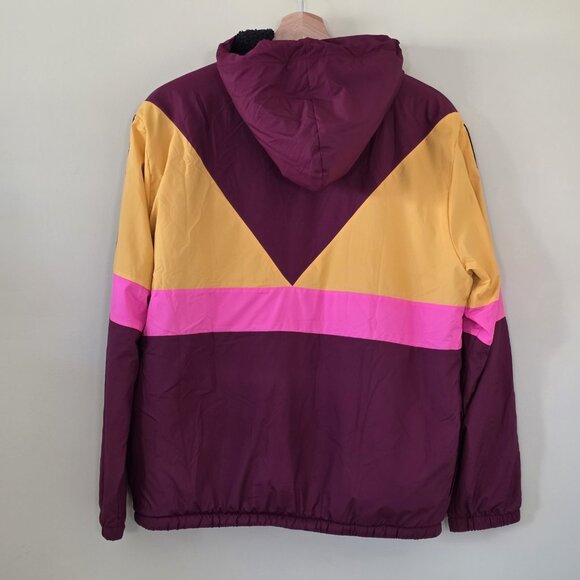 PINK Victoria Secret Jacket Women XS/S Multi Colorblock Zip LS Hood Sherpa Lined - Picture 16 of 16